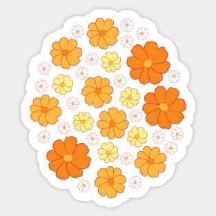 Cosmos | Flower | Summer Autumn | Orange | White Sticker